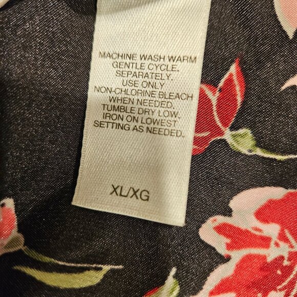 Addona Satin Robe Women XL Floral Black pink red Satin tie sexy hibiscus leisure - Picture 11 of 12